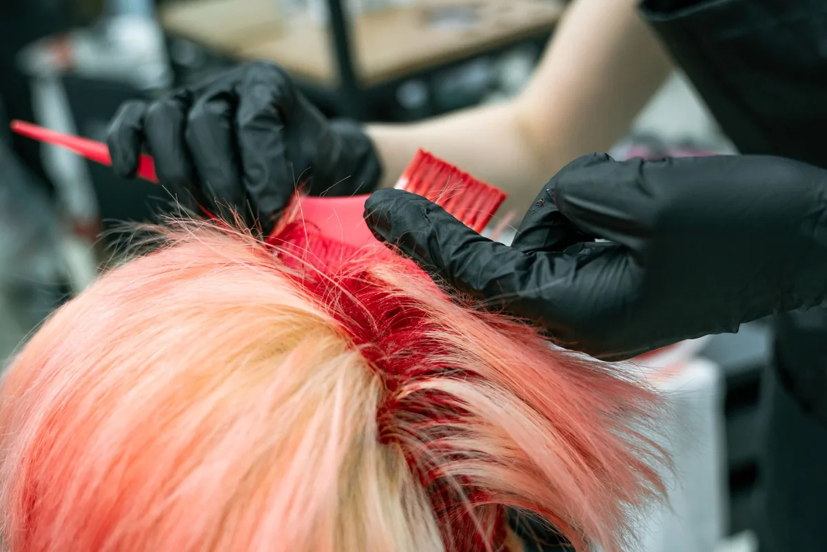 Hair colouring in progress